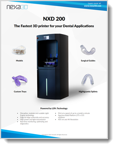 Nexa3D NXD-200 Dental 3D Printer Brochure