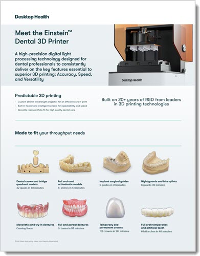 Desktop Health Einstein Dental 3D Printer Brochure